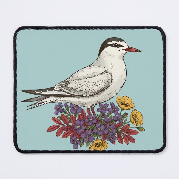 Item preview, Arctic Tern Bird among Purple and Yellow Flowers designed and sold by BirdsnStuff.
