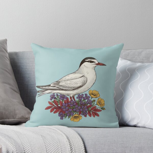 Item preview, Arctic Tern Bird among Purple and Yellow Flowers designed and sold by BirdsnStuff.