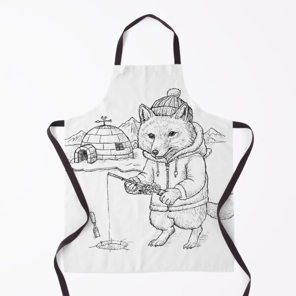Item preview, Arctic Fox Ice Fishing Pen and Ink Illustration designed and sold by wbhny.