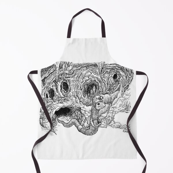 Item preview, Earthworm Explorer Cave Spelunking Ink Drawing designed and sold by wbhny.