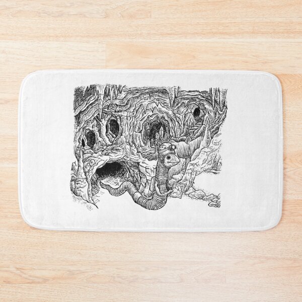 Item preview, Earthworm Explorer Cave Spelunking Ink Drawing designed and sold by wbhny.
