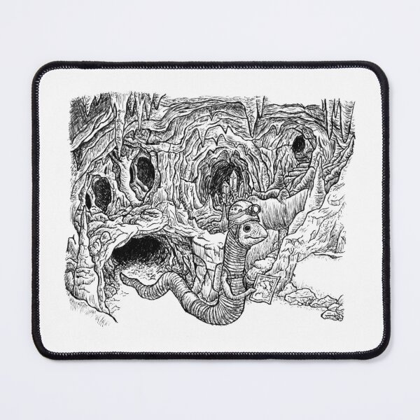 Item preview, Earthworm Explorer Cave Spelunking Ink Drawing designed and sold by wbhny.