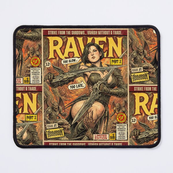 Item preview, Raven 2 Assassin Vintage Retro Comic Art designed and sold by Back2Collage.