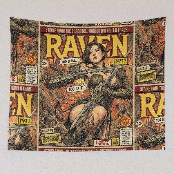 Item preview, Raven 2 Assassin Vintage Retro Comic Art designed and sold by Back2Collage.
