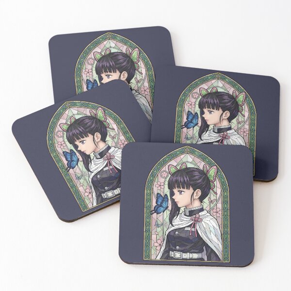 Item preview, Kanao Tsuyuri Demon Slayer Blue Butterfly Garden Stained Glass Window designed and sold by mildaclairmo.