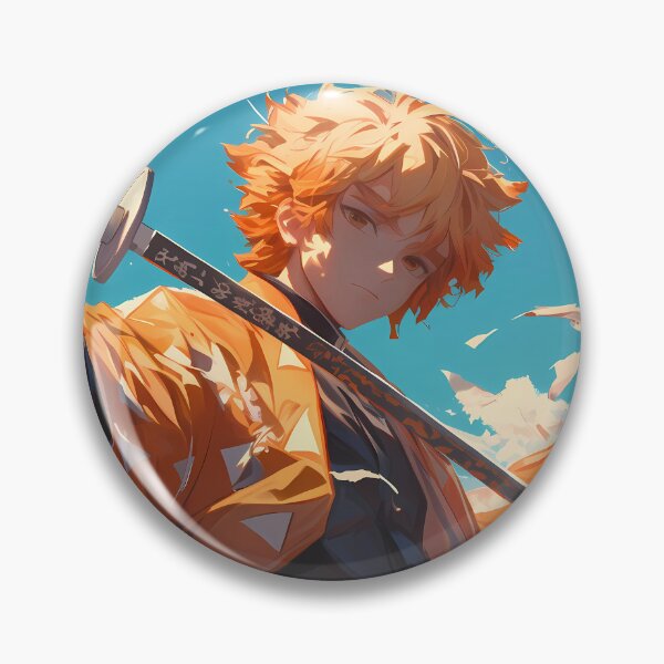 Item preview, Zenitsu Agatsuma Demon Slayer Anime Samurai Sword Action Orange Sky Outdoors designed and sold by Spraykart.