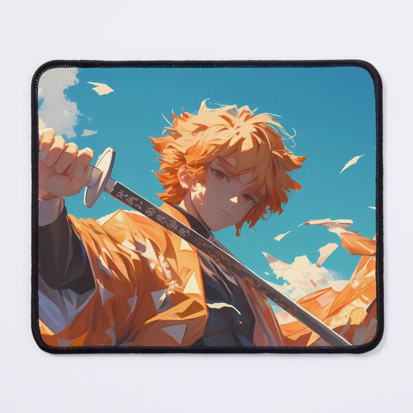 Item preview, Zenitsu Agatsuma Demon Slayer Anime Samurai Sword Action Orange Sky Outdoors designed and sold by Spraykart.
