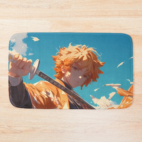 Item preview, Zenitsu Agatsuma Demon Slayer Anime Samurai Sword Action Orange Sky Outdoors designed and sold by Spraykart.