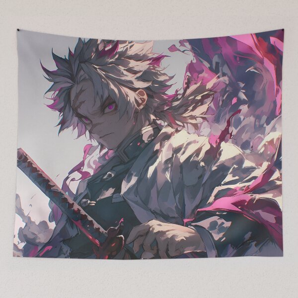 Item preview, Sanemi Shinazugawa Demon Slayer Anime Samurai Sword Action Purple Energy Outdoors designed and sold by Spraykart.