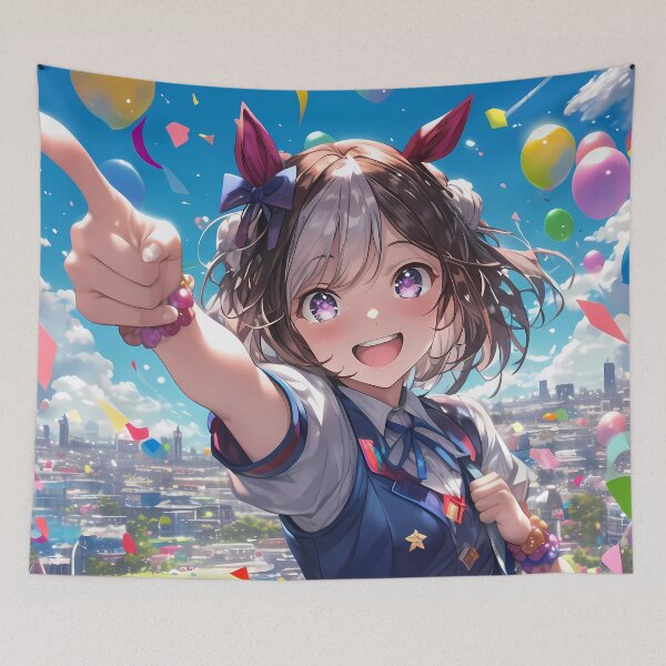 Item preview, Special Week Uma Musume Pretty Derby Anime Girl Festival Colorful Sky Balloons Celebration designed and sold by Spraykart.