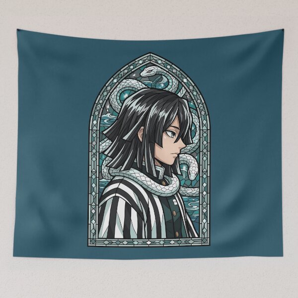 Item preview, Obanai Iguro Demon Slayer Serpent Stained Glass Portrait designed and sold by mildaclairmo.