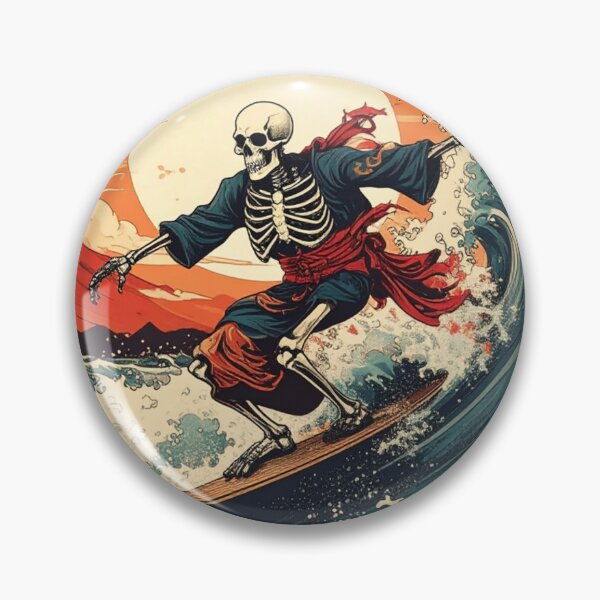 Item preview, Japanese Surfing Skeleton Design in Edo Style designed and sold by thelivingrp.