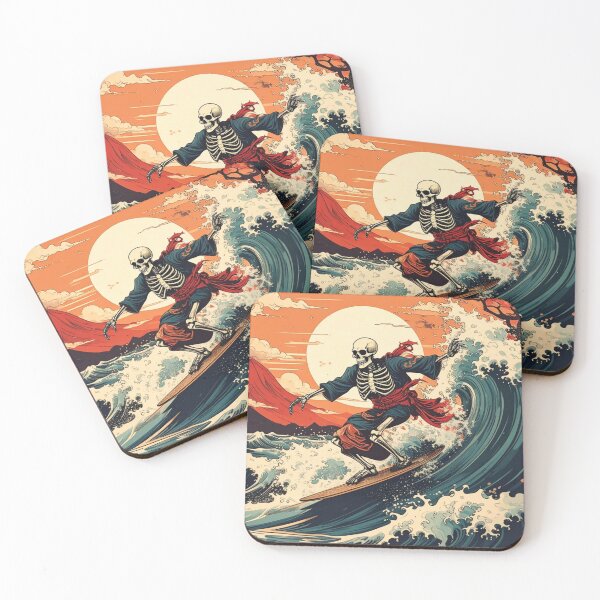 Item preview, Japanese Surfing Skeleton Design in Edo Style designed and sold by thelivingrp.