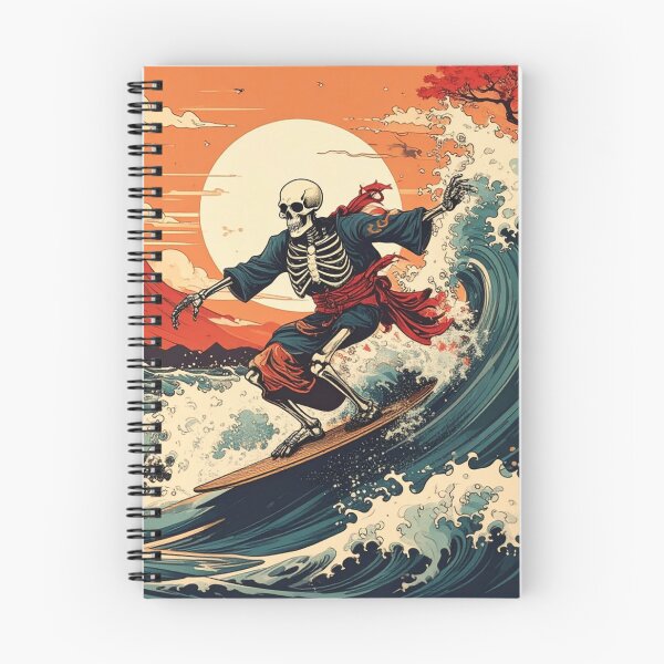 Item preview, Japanese Surfing Skeleton Design in Edo Style designed and sold by thelivingrp.