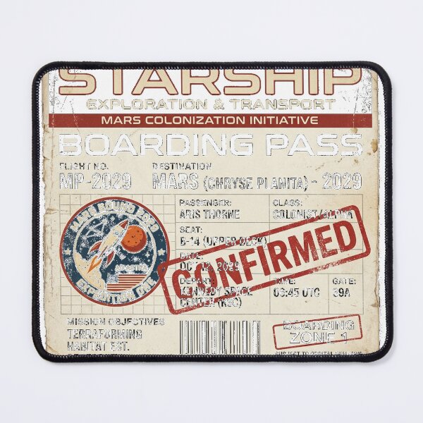 Item preview, SpaceX Starship Mars Mission Boarding Pass designed and sold by Pixels By D.