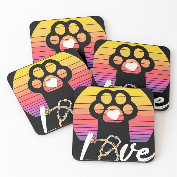 Item preview, Veterinarian Vet Tech Vintage Sunset Retro Cat Paw Heart designed and sold by RipleMalphite.