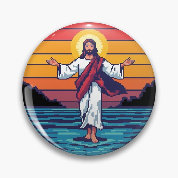 Item preview, 8-Bit Jesus: "When You Need That Extra Life" Walking On Water T-Shirt designed and sold by Cre8andRecre8.