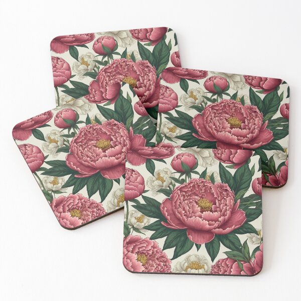 Item preview, Red and White Peonies Floral Seamless Pattern designed and sold by Leylita Design.