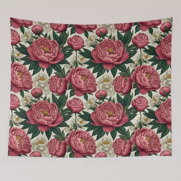 Item preview, Red and White Peonies Floral Seamless Pattern designed and sold by Leylita Design.