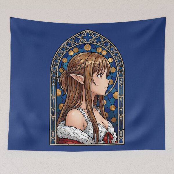 Item preview, Asuna Sword Art Online Blue Stained Glass Portrait designed and sold by mildaclairmo.