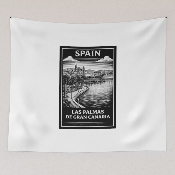 Item preview, Las Palmas de Gran Canaria Spain Linocut Style designed and sold by Erstenenquis.
