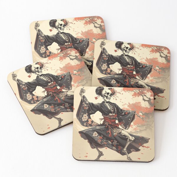 Item preview, Dia de los Muertos Dancing Skeleton Geisha in Edo Style designed and sold by thelivingrp.