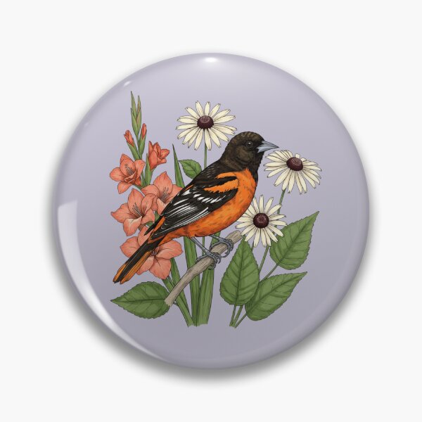 Item preview, Baltimore Oriole Bird with Gladiolus and Daisies designed and sold by BirdsnStuff.