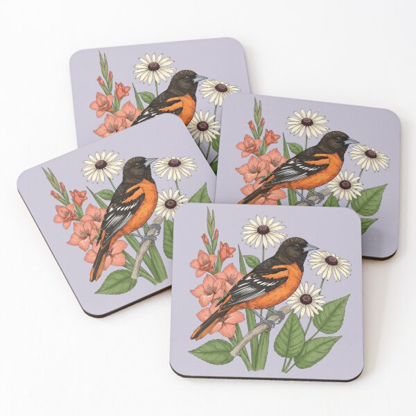 Item preview, Baltimore Oriole Bird with Gladiolus and Daisies designed and sold by BirdsnStuff.