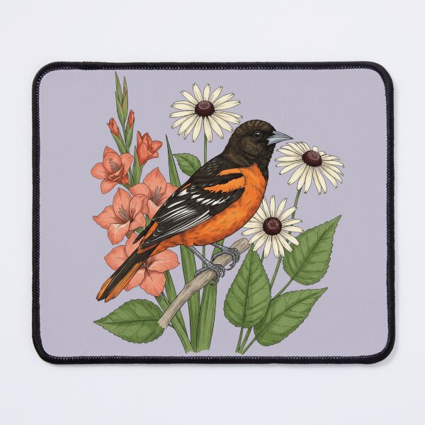 Item preview, Baltimore Oriole Bird with Gladiolus and Daisies designed and sold by BirdsnStuff.