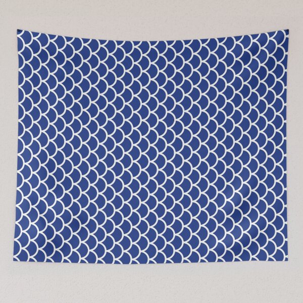 Item preview, Royal Blue And White Fish Scales Pattern designed and sold by pattern-archive.