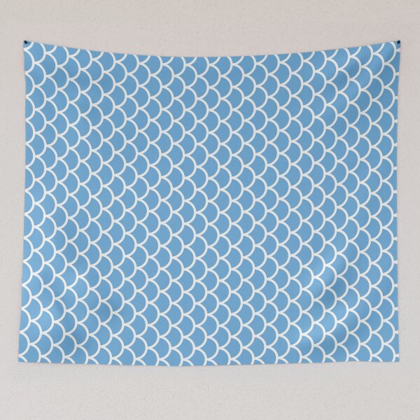 Item preview, Sky Blue And White Fish Scales Pattern designed and sold by pattern-archive.