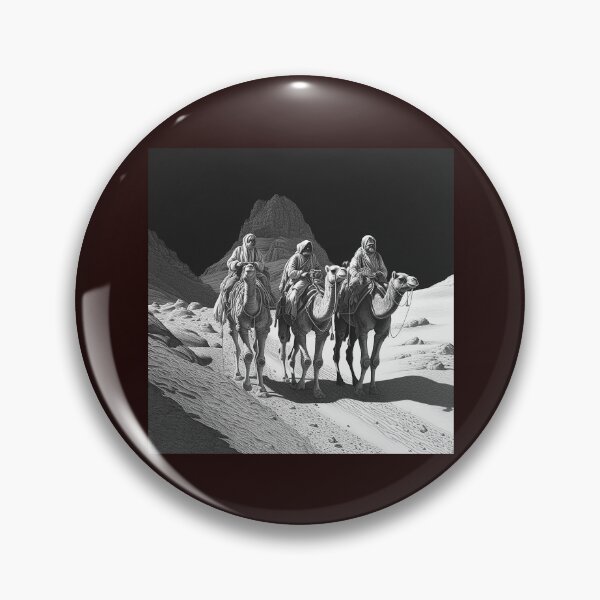 Item preview, Camel Caravan Desert Journey Black and White Illustration designed and sold by inkoutninja.