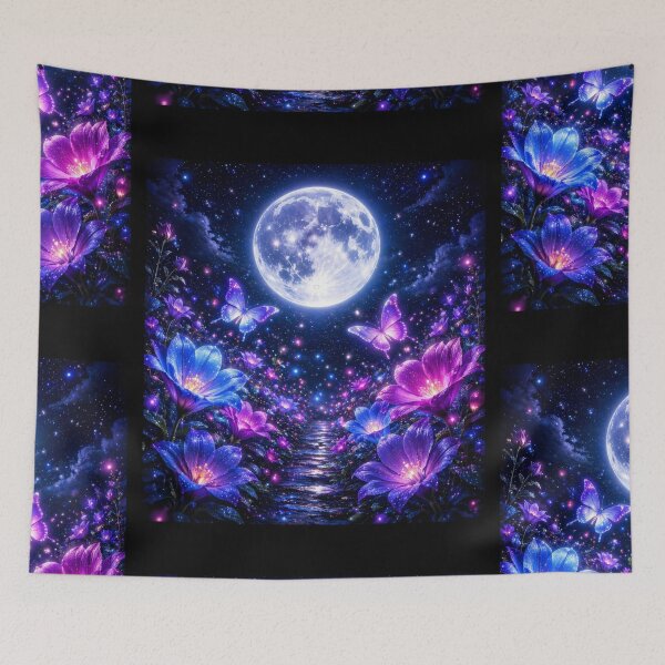 Item preview, Moon Garden Dream – Glowing Fantasy Night Floral Aesthetic designed and sold by Meiguilin.