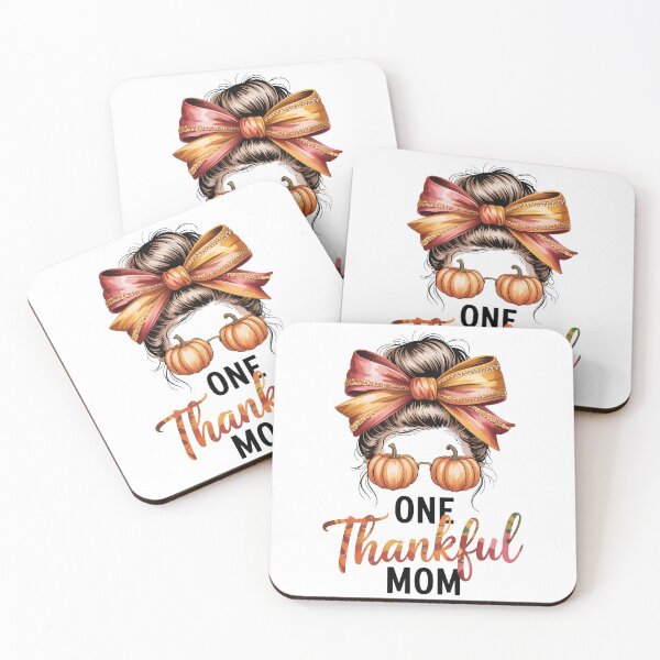 Item preview, One Thankful Mom Thankgiving Messy Bun Fall Christmas designed and sold by Moon-Ape.