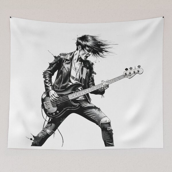 Item preview, Punk Rock Bassist Ink Grunge Style designed and sold by UrbanPrts.