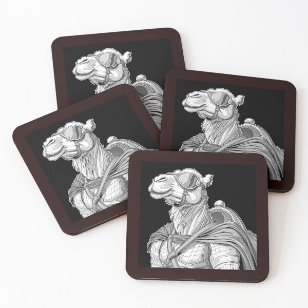 Item preview, Cool Camel in Goggles Black and White Desert Illustration designed and sold by inkoutninja.