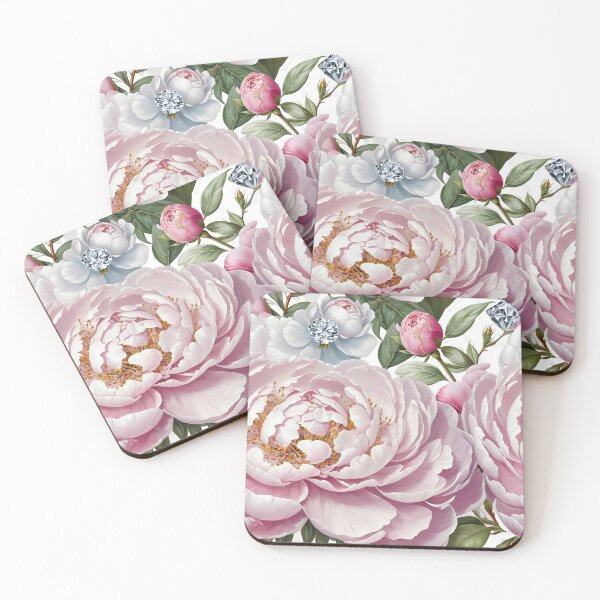 Item preview, Pink and White Peonies with Diamonds Floral Seamless Pattern designed and sold by Leylita Design.