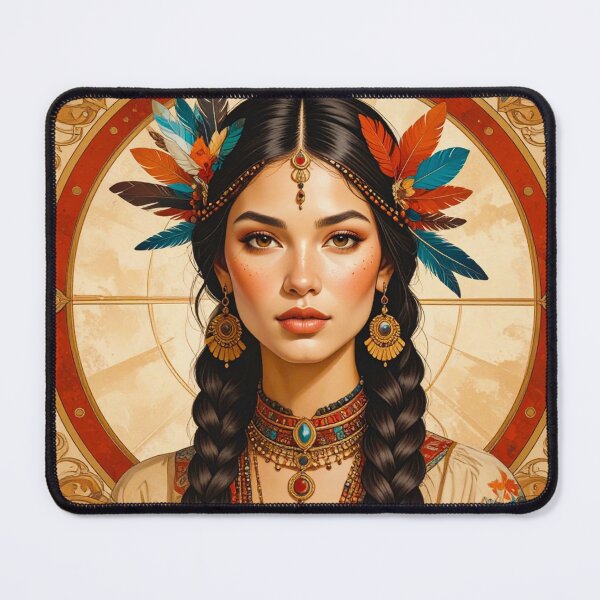 Item preview, Bohemian Art Nouveau Portrait in red and teal designed and sold by thelivingrp.