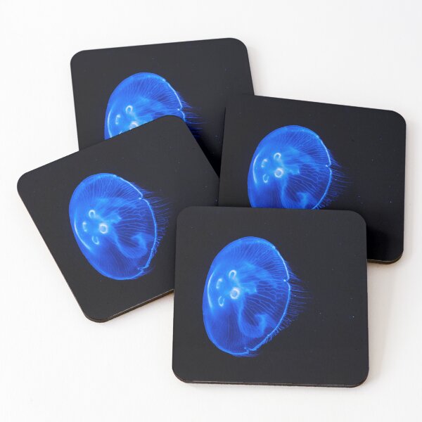 Item preview, Glowing Blue Jellyfish Dark Ocean designed and sold by LSC-Prints.