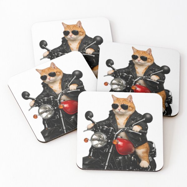 Item preview, Cool Biker Cat in Leather Jacket designed and sold by Meiguilin.