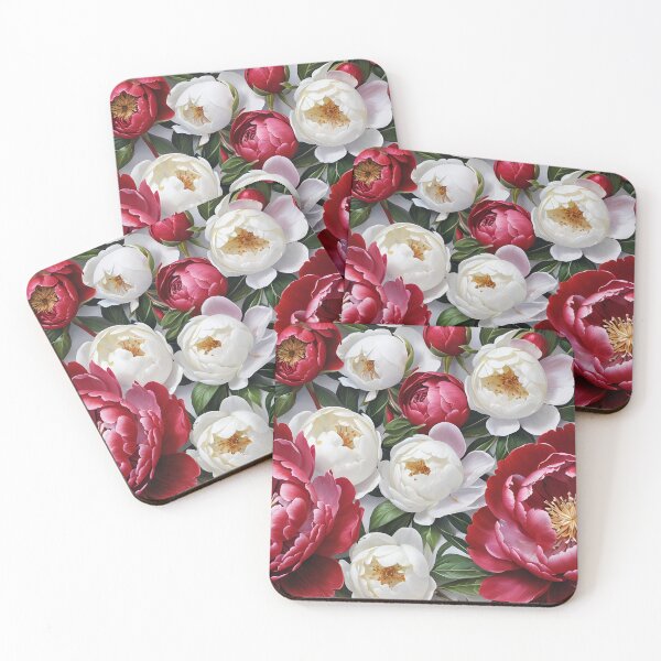 Item preview, Red and White Peonies Floral Seamless Pattern designed and sold by Leylita Design.