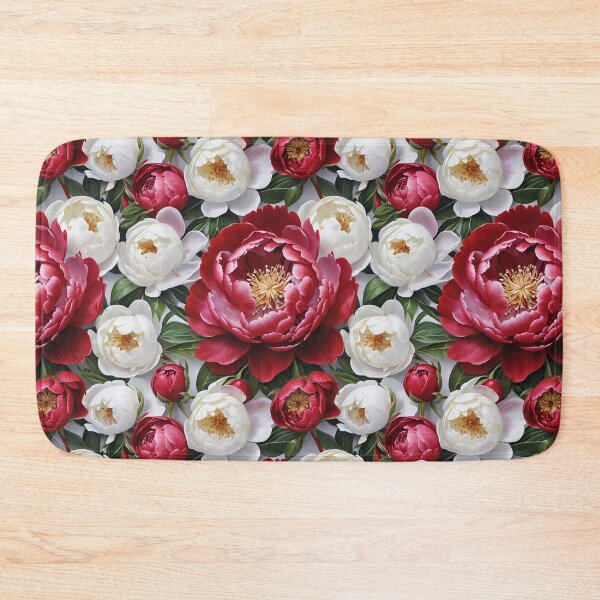 Item preview, Red and White Peonies Floral Seamless Pattern designed and sold by Leylita Design.