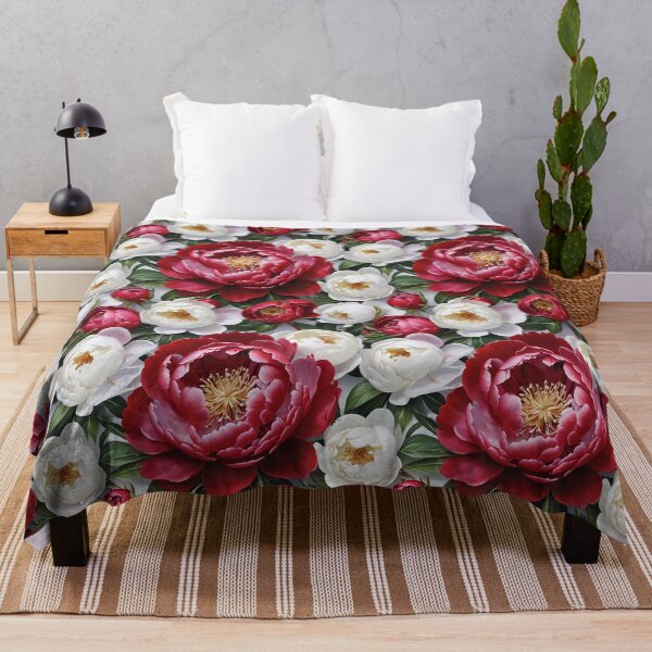 Item preview, Red and White Peonies Floral Seamless Pattern designed and sold by Leylita Design.
