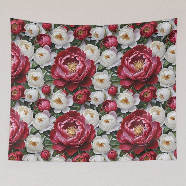 Item preview, Red and White Peonies Floral Seamless Pattern designed and sold by Leylita Design.