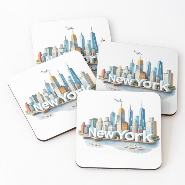 Item preview, New York City Skyline NYC Illustration - Manhattan Landmarks Art, Travel Souvenir Gift, Statue of Liberty & Empire State Building Cityscape Design designed and sold by ArtByTripti.