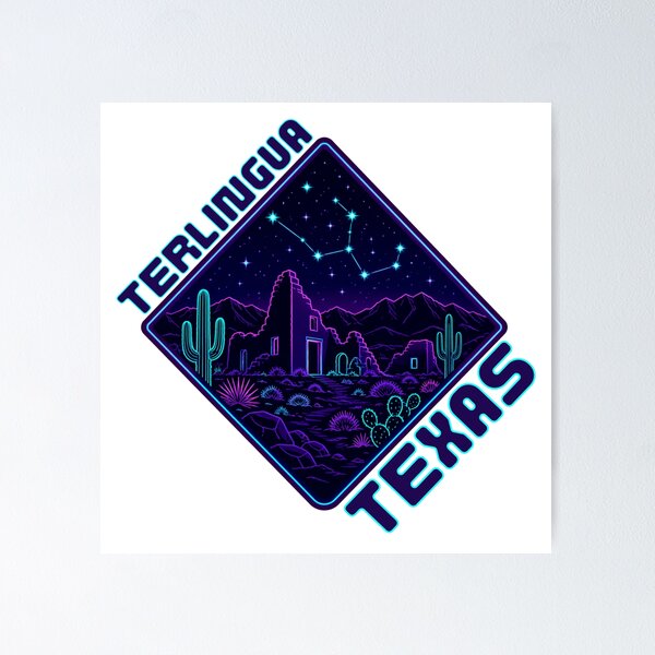 Item preview, Terlingua Texas Neon Desert Night Sky Sticker | Big Bend Ghost Town Cactus Stars Aesthetic designed and sold by SimplyJasper.