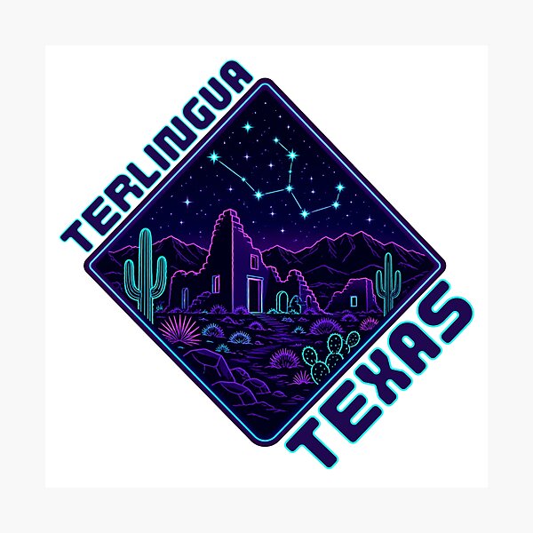 Item preview, Terlingua Texas Neon Desert Night Sky Sticker | Big Bend Ghost Town Cactus Stars Aesthetic designed and sold by SimplyJasper.