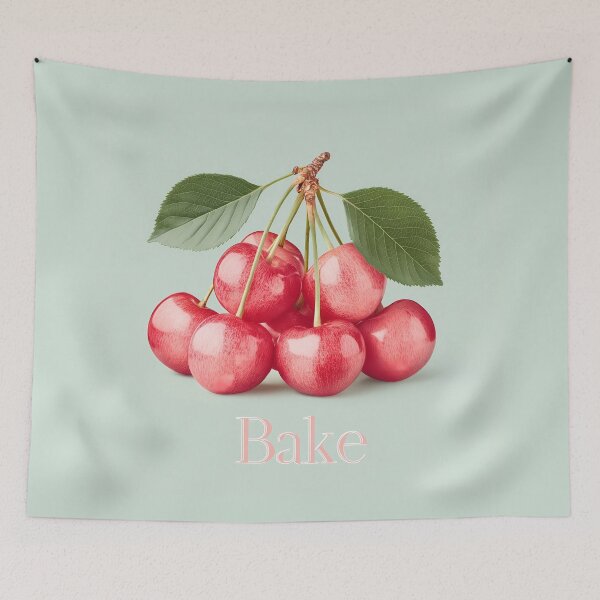 Item preview, Cherry Bake – Cute Fruit Illustration with Sweet Kitchen Typography designed and sold by BobaBunny76.