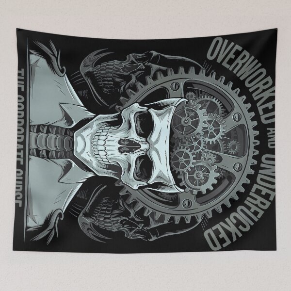 Item preview, Overworked Corporate Curse Skull Dark Humor Anti Work designed and sold by PatriciaIHensle.