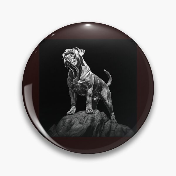 Item preview, Powerful Bulldog on Rock Black and White Dog Illustration designed and sold by inkoutninja.